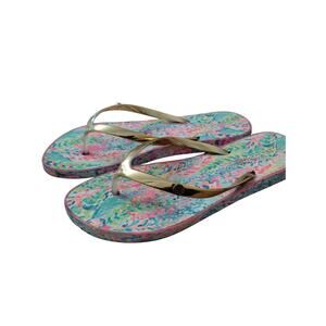Lilly Pulitzer Women's size 10 Colorful Artsy Thong Flip Flop Sandals Resortwear